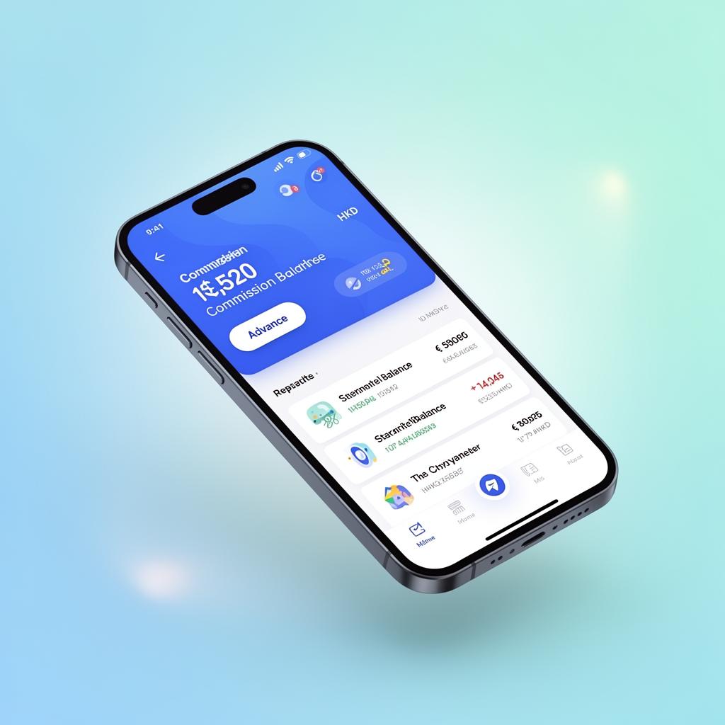 RLTY mobile app showing commission advance dashboard